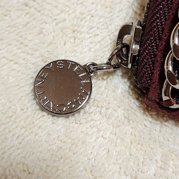 EUC STELLA MCCARTNEY WALLET ZIP AROUND FALABELLA ECO CHAIN Burgandy/Maroon - Picture 2 of 5